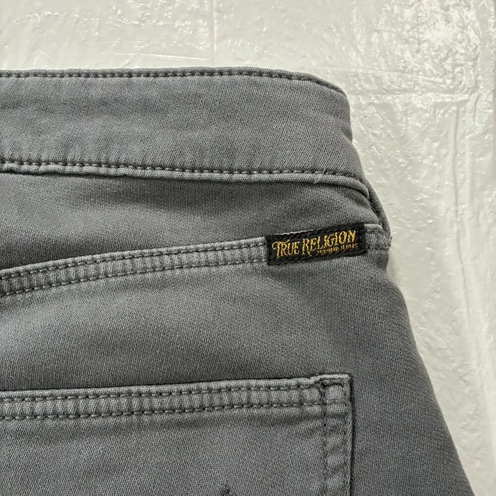 True Religion Jogger Mens 33 (36x33) Gray Denim Runner Relaxed Sport Drawstring